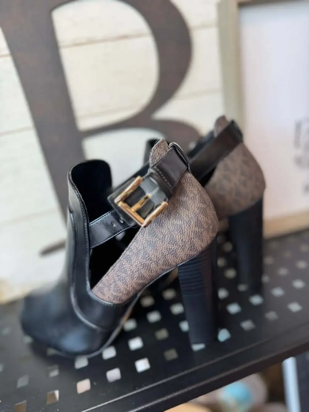 Michael Kors Lawson Logo and Leather Open-Toe Bootie - Picture 5 of 9